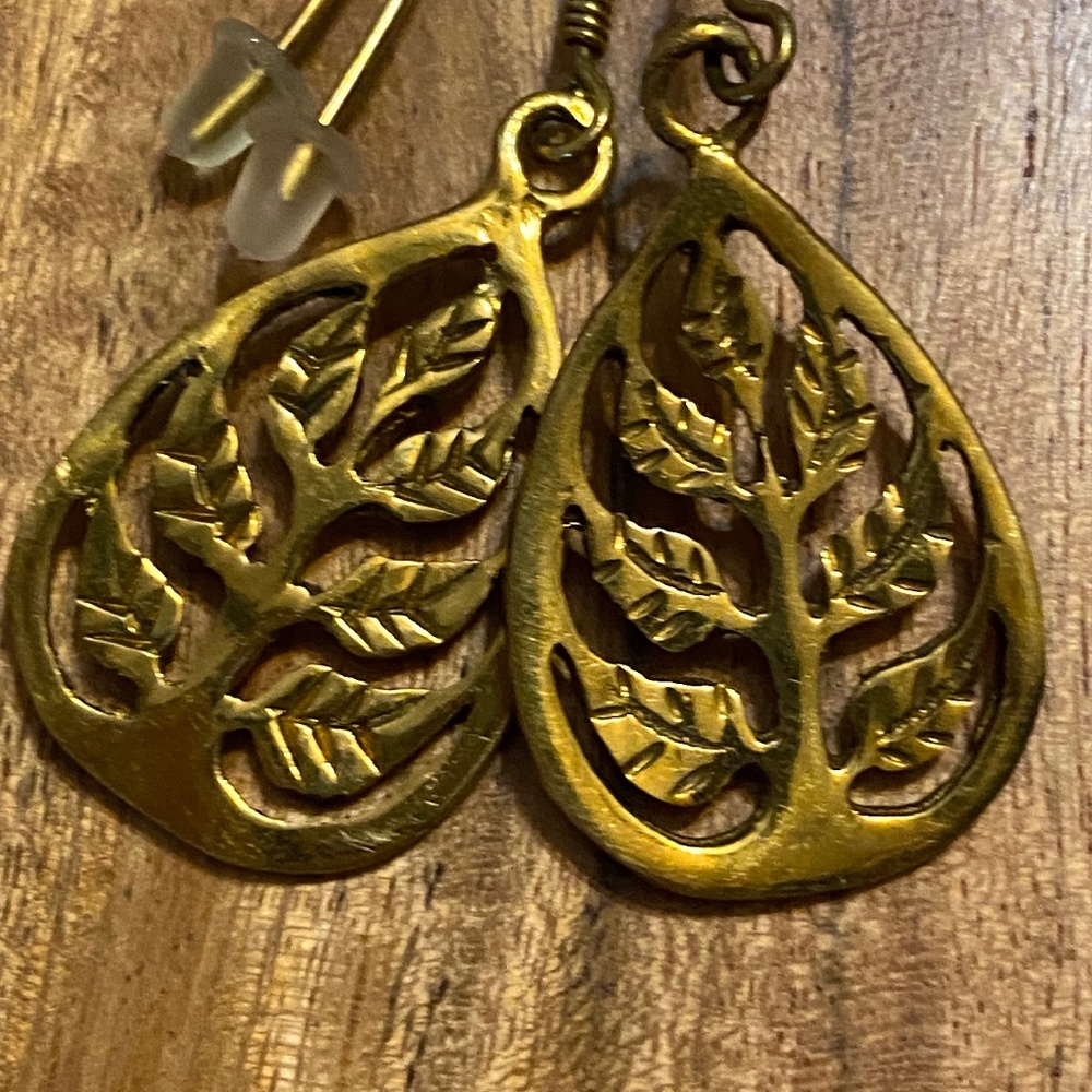 Handmade recycled brass fair trade earrings